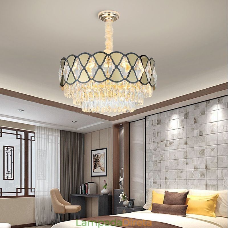 Luminária pendente de cristal moderna com luminárias de teto rendadas