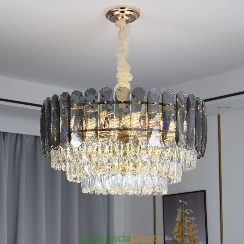 Luminária de teto pendente de cristal