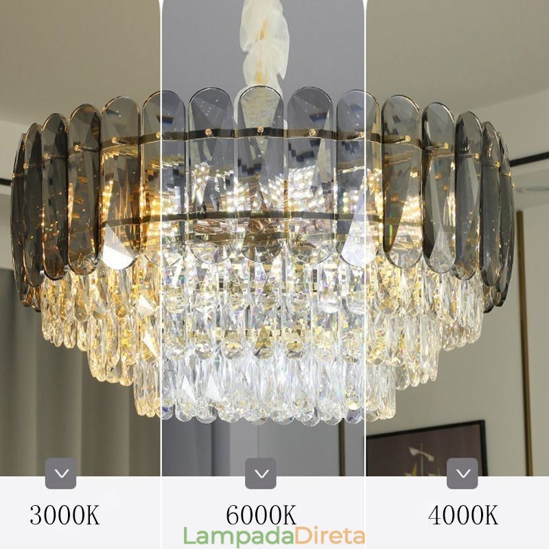 Luminária de teto pendente de cristal
