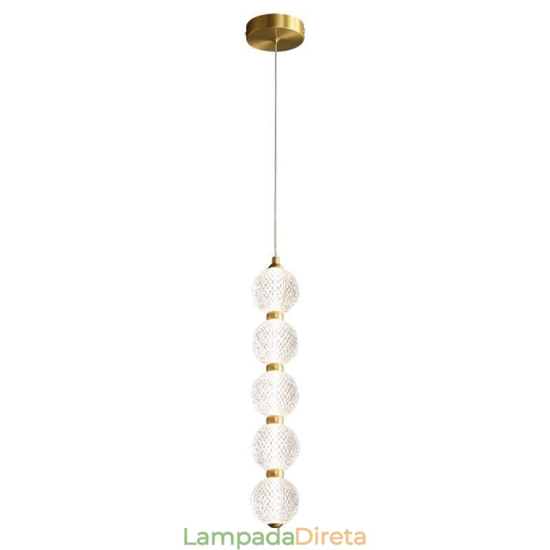 Luminária pendente de acrílico com contas decorativas