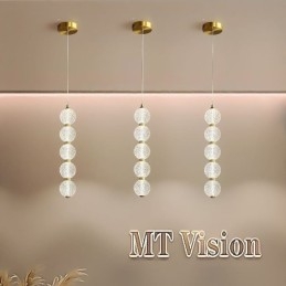 Luminária pendente de acrílico com contas decorativas