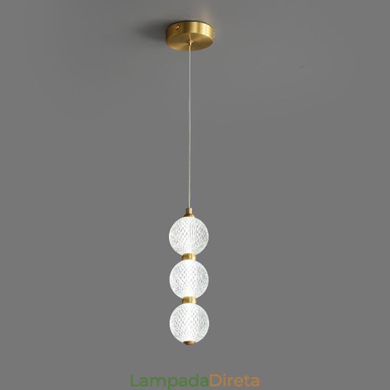 Luminária pendente de acrílico com contas decorativas
