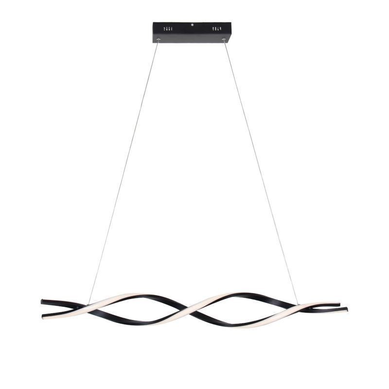 Iluminação pendente moderna, luzes suspensas em formato de onda preta
