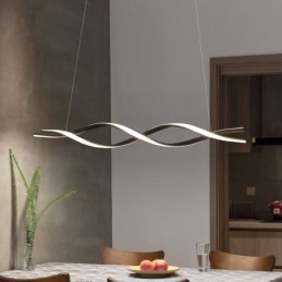 Iluminação pendente moderna, luzes suspensas em formato de onda preta