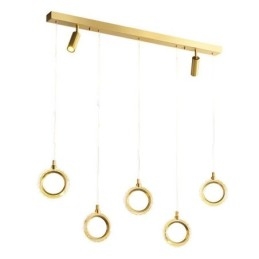 Luminária pendente de acrílico com anel e holofote