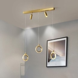 Luminária pendente de acrílico com anel e holofote