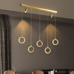 Luminária pendente de acrílico com anel e holofote