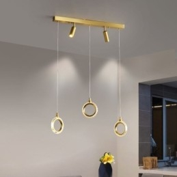 Luminária pendente de acrílico com anel e holofote