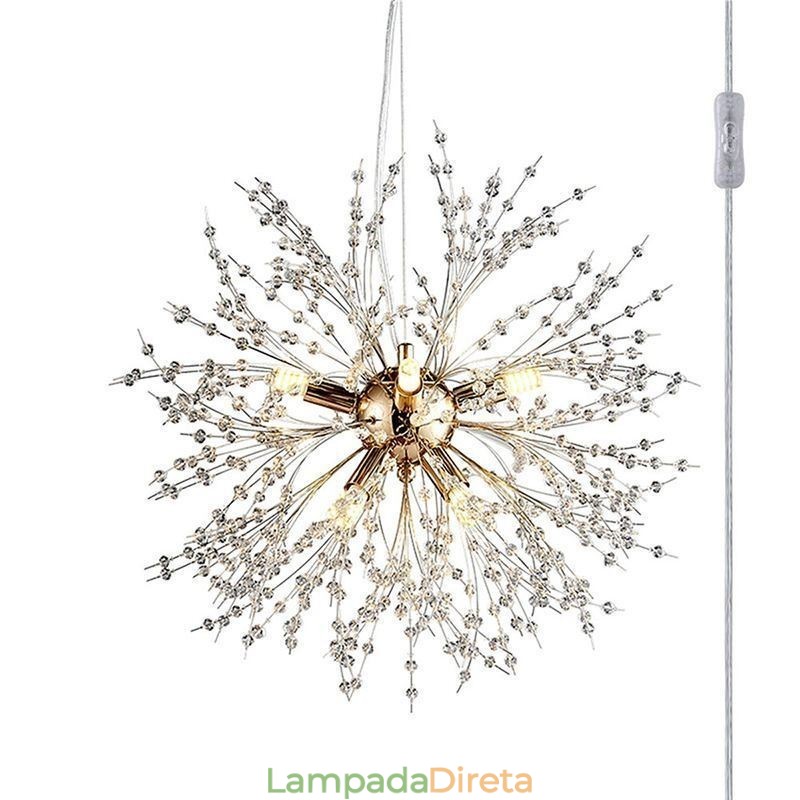 Lustre de fogos de artifício 8 luzes pendente dente de leão