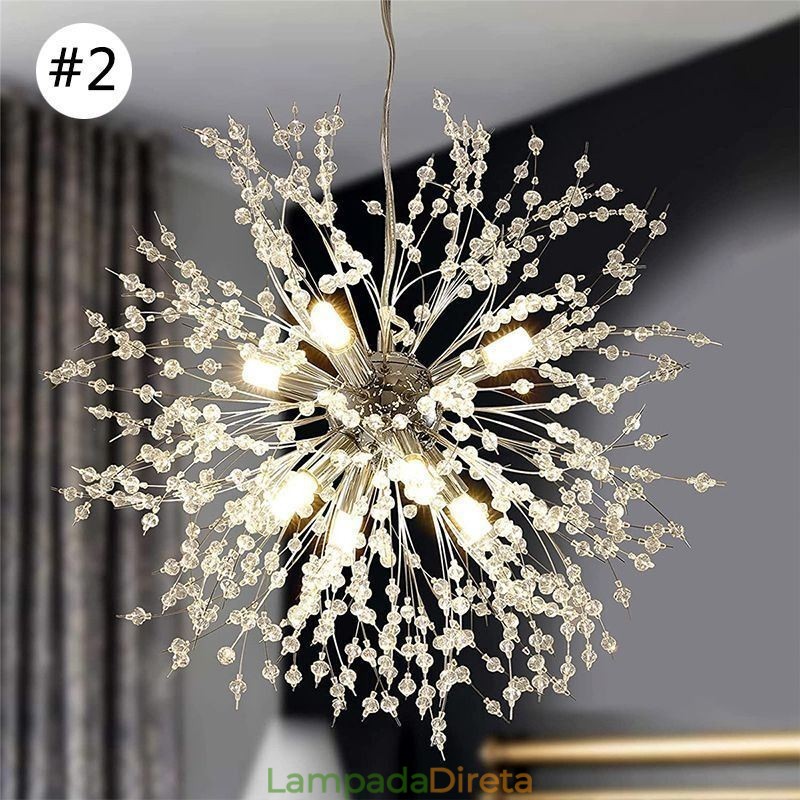 Lustre de fogos de artifício 8 luzes pendente dente de leão