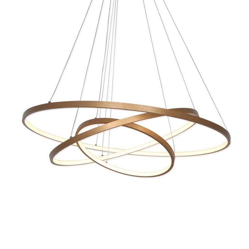 Luminária pendente moderna, lustre, iluminação de teto com 3 anéis