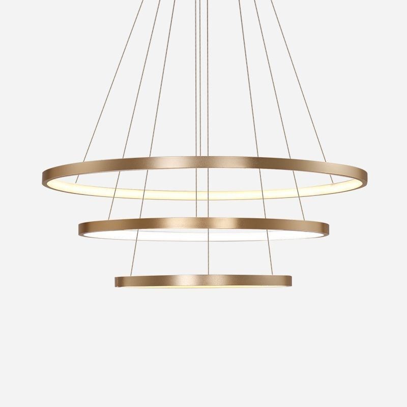 Luminária pendente moderna, lustre, iluminação de teto com 3 anéis