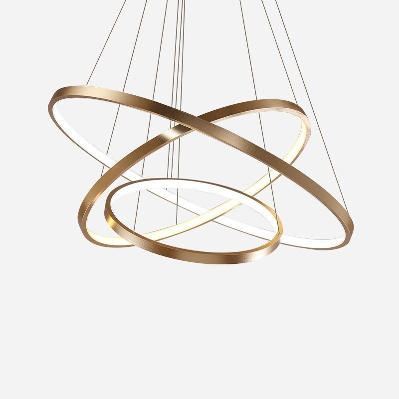 Luminária pendente moderna, lustre, iluminação de teto com 3 anéis