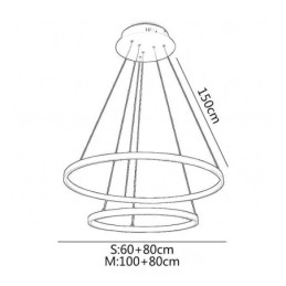 Luminária pendente simples e moderna de alumínio com anel duplo
