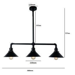 3 Luz Retro Industrial Vintage Water Pipe Pendant Light Chandelier Country Estilo Rústico