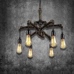 6 Luz Retro Industrial Vintage Water Pipe Pendant Light Chandelier Country Estilo Rústico