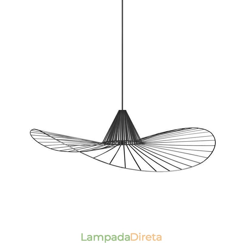 Luminária pendente de ferro simples, abajur de chapéu de palha, 1 luz