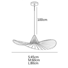 Luminária pendente de ferro simples, abajur de chapéu de palha, 1 luz