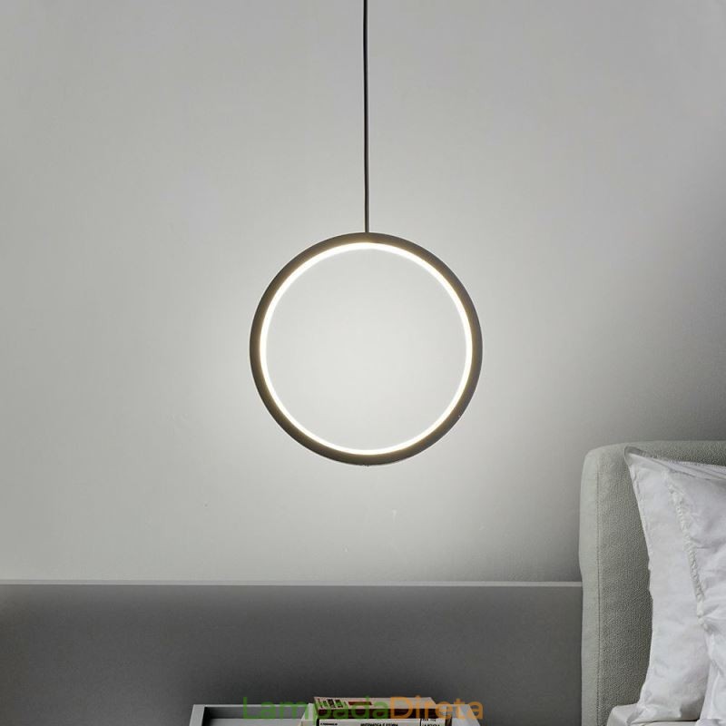 Luminária pendente minimalista em forma de anel, luminária decorativa de teto