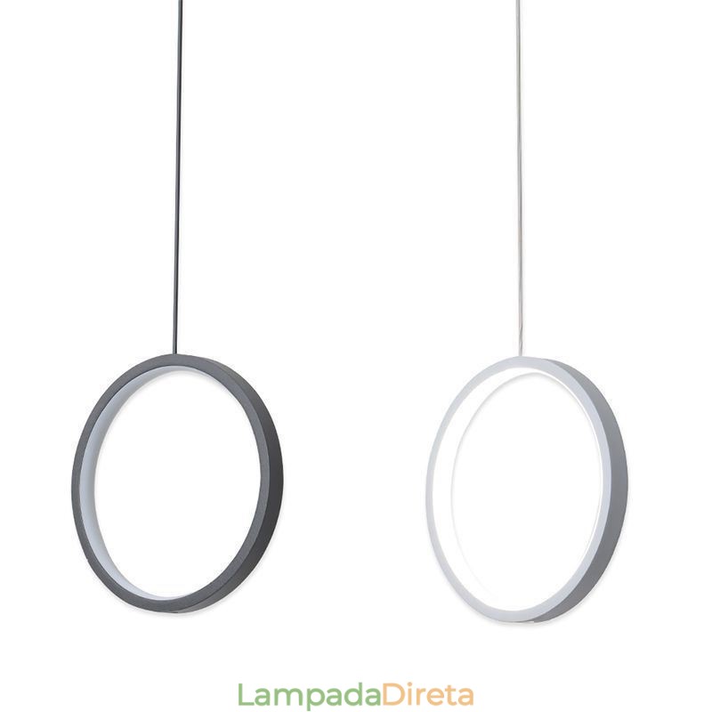 Luminária pendente minimalista em forma de anel, luminária decorativa de teto