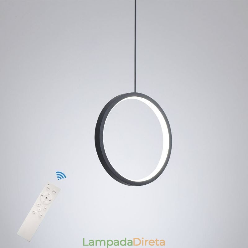 Luminária pendente minimalista em forma de anel, luminária decorativa de teto