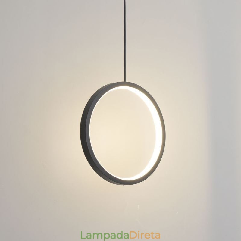 Luminária pendente minimalista em forma de anel, luminária decorativa de teto