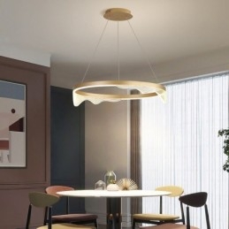 Luminária pendente nórdica de alumínio, luz suspensa com ondas douradas e ondulações