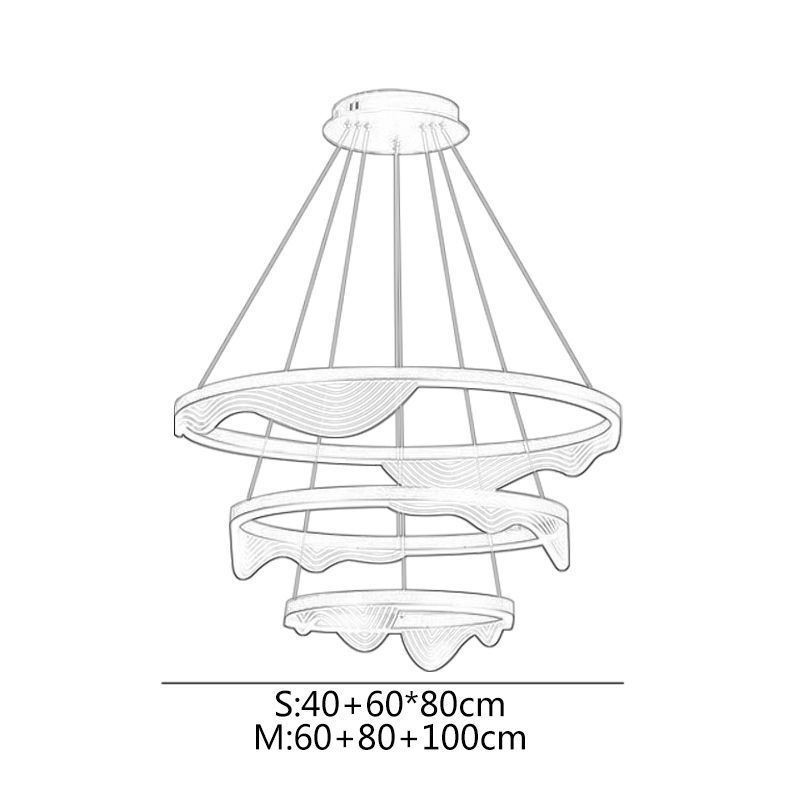 Luminária pendente Golden Wave Ripple Luz suspensa 3 luzes