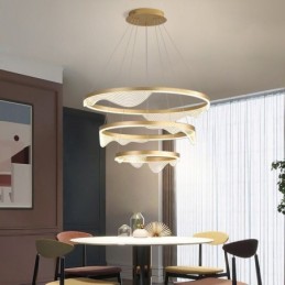 Luminária pendente Golden Wave Ripple Luz suspensa 3 luzes