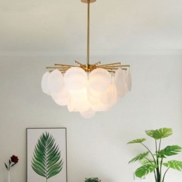 Luminária pendente moderna com 6 luzes e formato de vidro