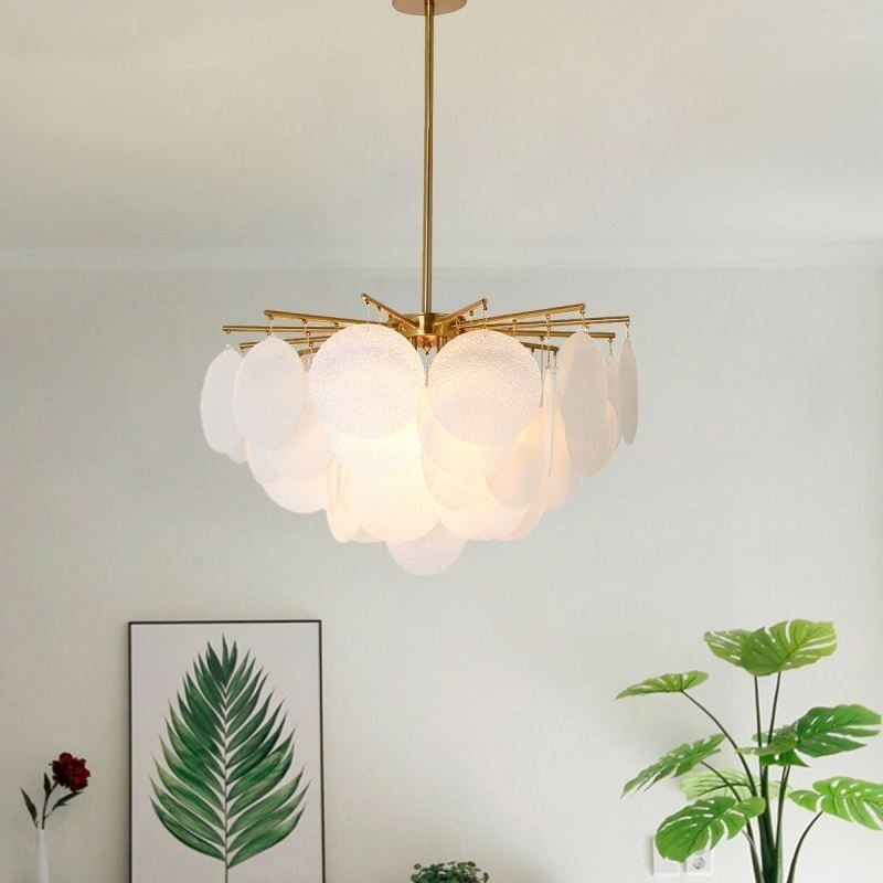 Luminária pendente moderna com 6 luzes e formato de vidro