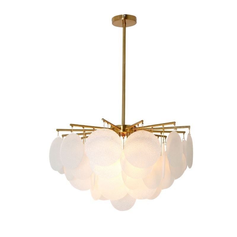 Luminária pendente moderna com 6 luzes e formato de vidro
