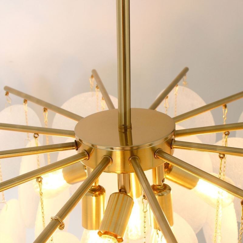 Luminária pendente moderna com 6 luzes e formato de vidro