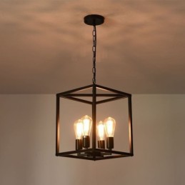 Luminária pendente moderna e simples em gaiola de ferro