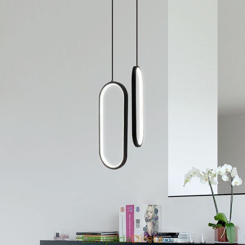 Luminária pendente oval em acrílico decorativa