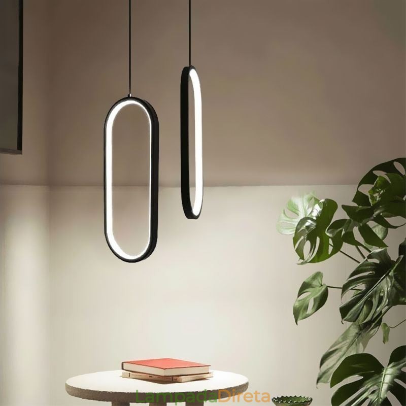 Luminária pendente oval em acrílico decorativa