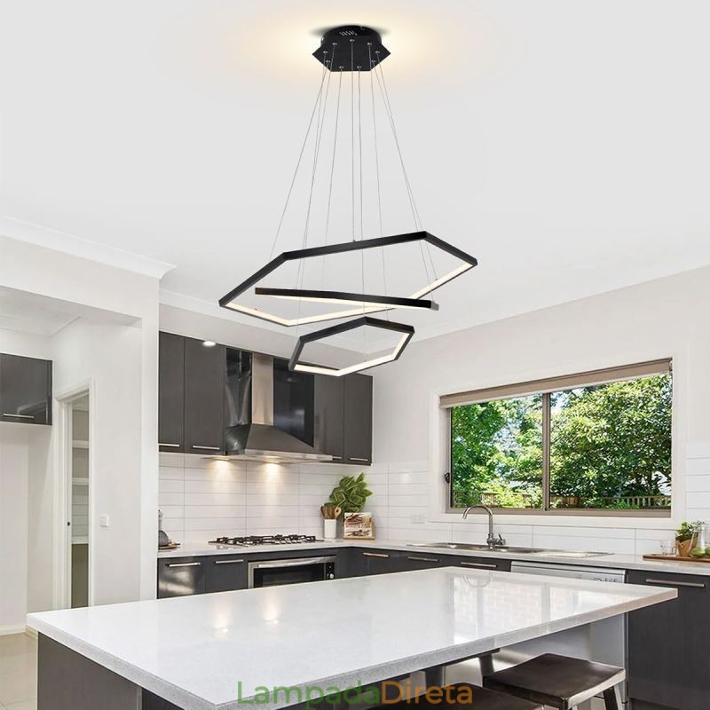 Luminária pendente hexagonal moderna
