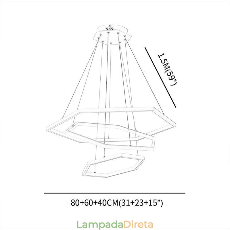 Luminária pendente hexagonal moderna