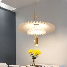 Luminária pendente plissada moderna em acrílico para iluminação decorativa