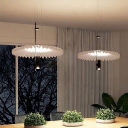 Luminária pendente plissada moderna em acrílico para iluminação decorativa