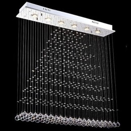 Luminária pendente retangular de cristal, lustre de teto, luminárias de iluminação