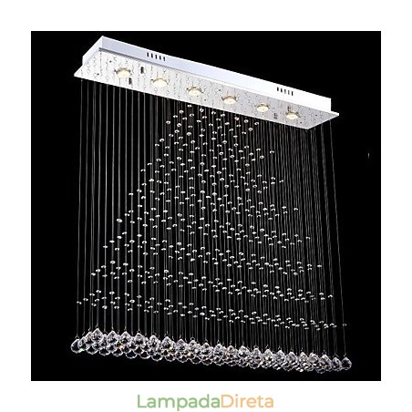 Luminária pendente retangular de cristal, lustre de teto, luminárias de iluminação Luminária pendente retangular de cristal, lustre de teto, luminárias de iluminação