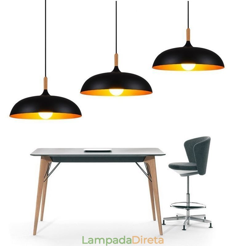 Luminária pendente moderna minimalista decorativa preta e branca