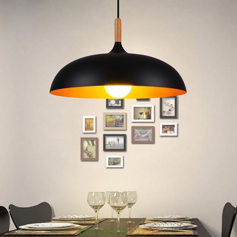 Luminária pendente moderna minimalista decorativa preta e branca