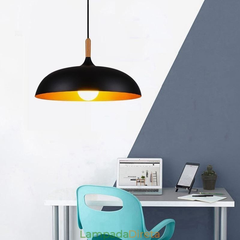 Luminária pendente moderna minimalista decorativa preta e branca