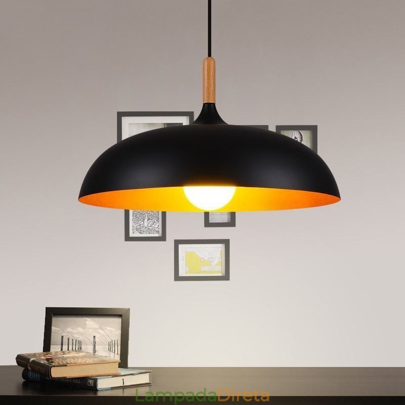 Luminária pendente moderna minimalista decorativa preta e branca