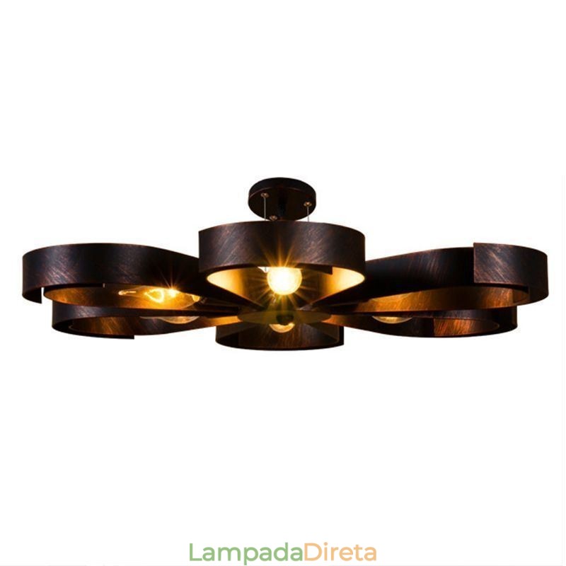 Luminária de teto vintage moderna em forma de flor de ferro