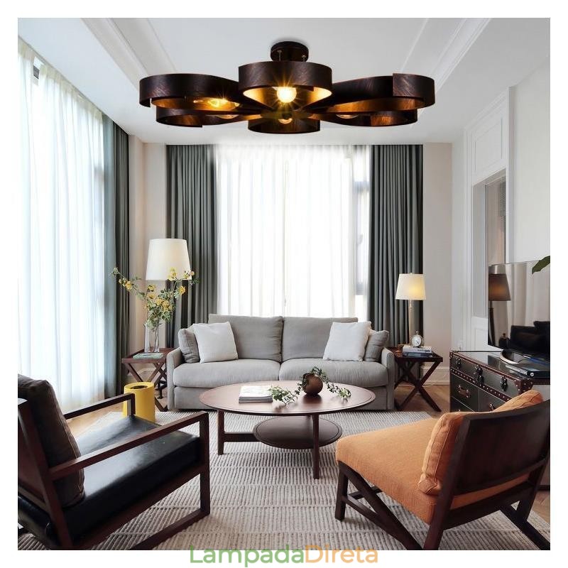 Luminária de teto vintage moderna em forma de flor de ferro
