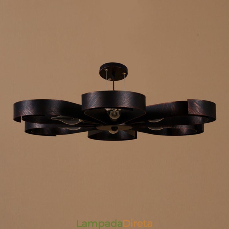 Luminária de teto vintage moderna em forma de flor de ferro