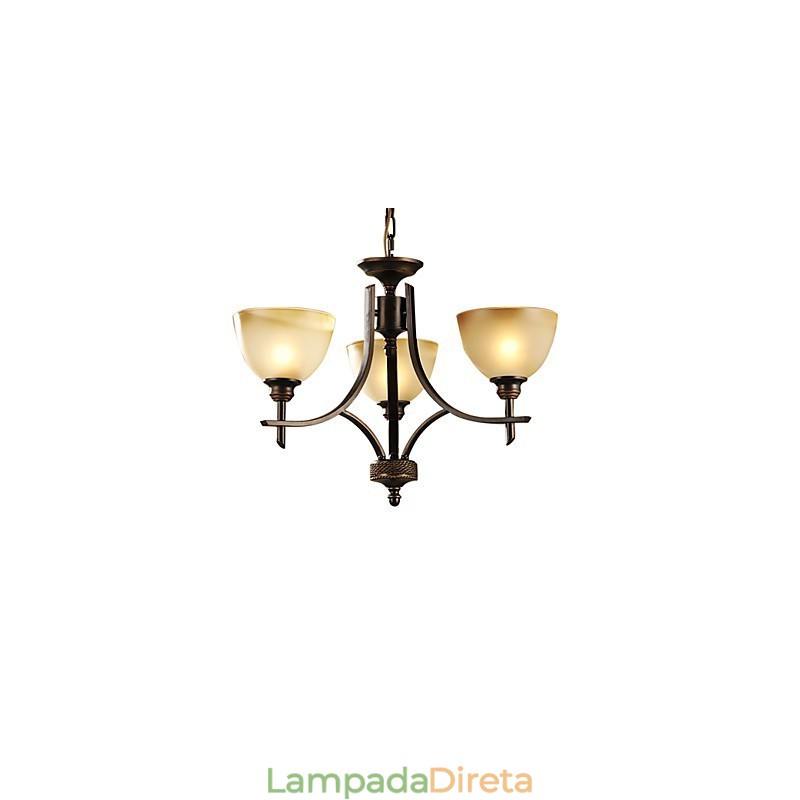 Lustre Elegante com 3 Luzes em Luz Quente